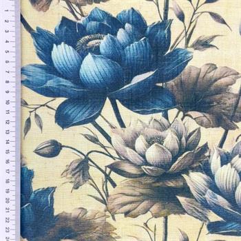 Viscose linen Digital print, Blomster